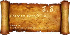 Bozsits Borbála névjegykártya